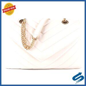 Quilted Vegan Leather Crossbody Bag with Chain Strap Multi Pockets